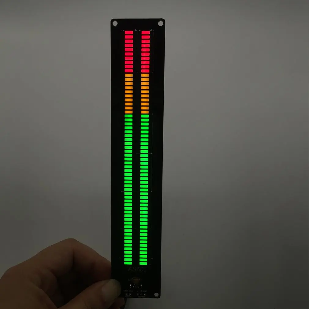 AS60 светодиодный музыкальный спектра индикатор двухканальный Профессиональный 60 уровня громкости Дисплей электронный DIY светильник VU метр