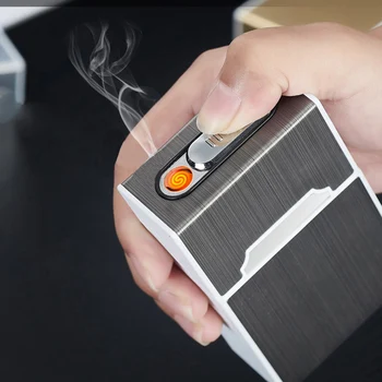 

New 2-in-1 Portable Cigarette Case Box Lighter Waterproof Cigarette Box USB Charging Electric Windproof Flameless Lighter