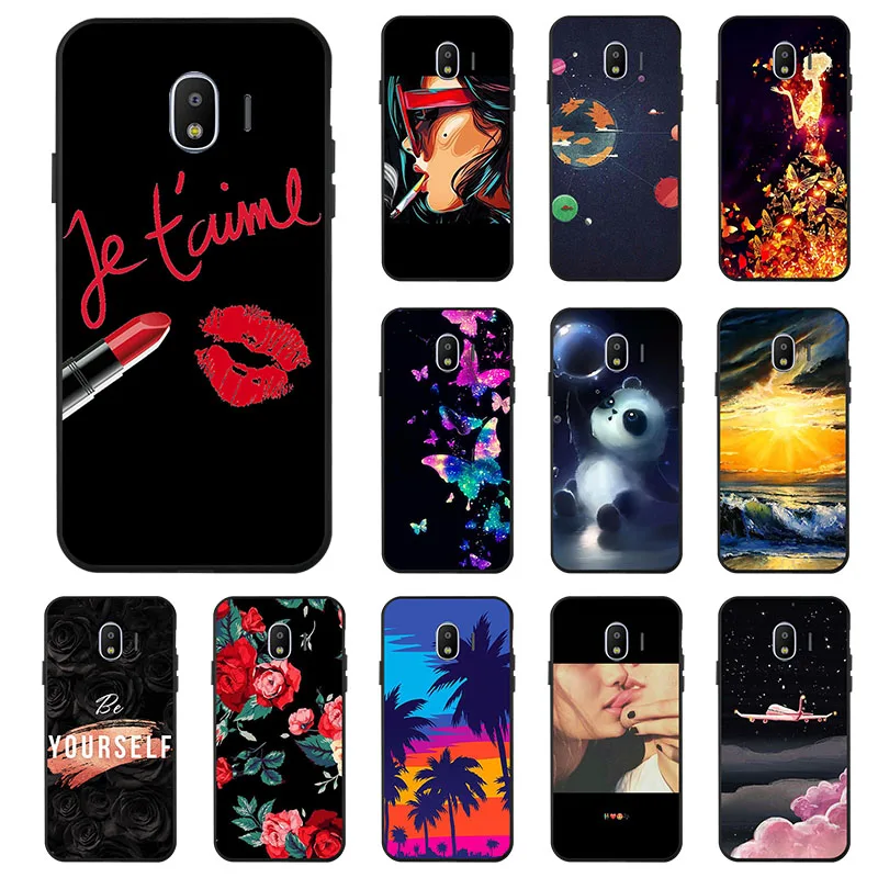 

Black Case Cover Carton Painted Soft Black Cover For Samsung J2 Pro 2018 J250F Cases Fundas