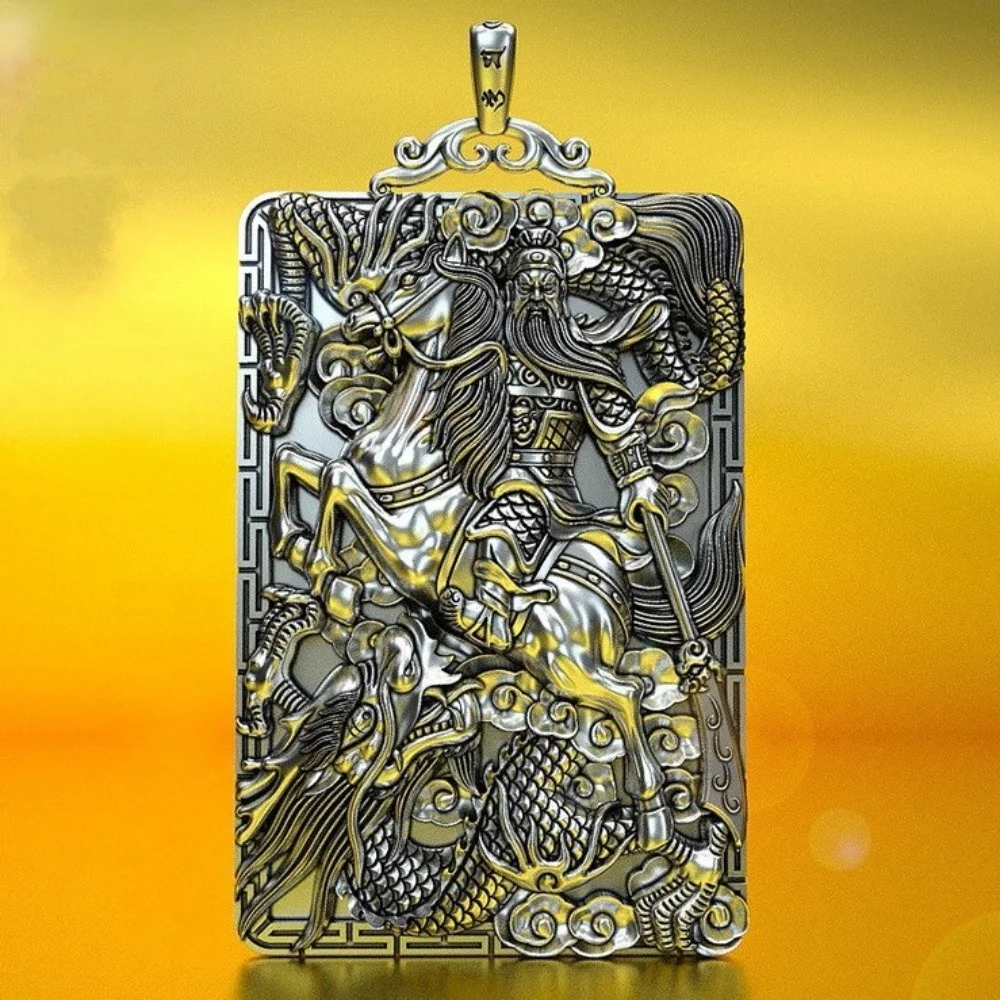 

S999 Sterling Silver Pendant Men's Fashion Personality Jewelry Domineering Guangong Pure Argentum Patron Saint Amulet