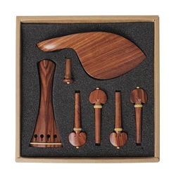 4/4 Mahogany Violin Pegs Chin Rest End Pin Tuner Tailpiece Set Fiddle Violin Replacement Parts Stringed Instrument Accessories