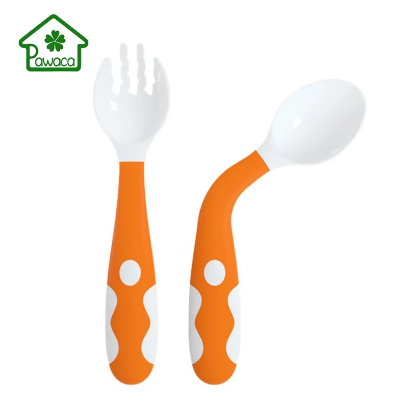 Baby Spoon Toddler Cutlery Curved Training Self Feeding Stainless Spoon AS