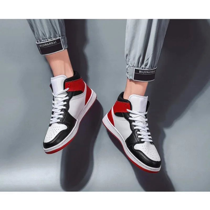 

2020 Men Basketball Air Cushion Shoe Sneakers High gang leather Breathable Fashion Waterproof Damping Boy Gift Increase Non-slip