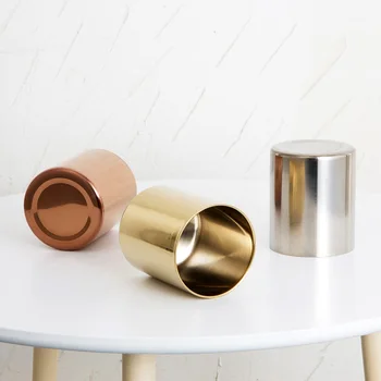

Metal Artificial Stainless Steel Cylinder Pen Pencil Holder Makeup Brushes Holder Stable Flower Arrangement Storage Container