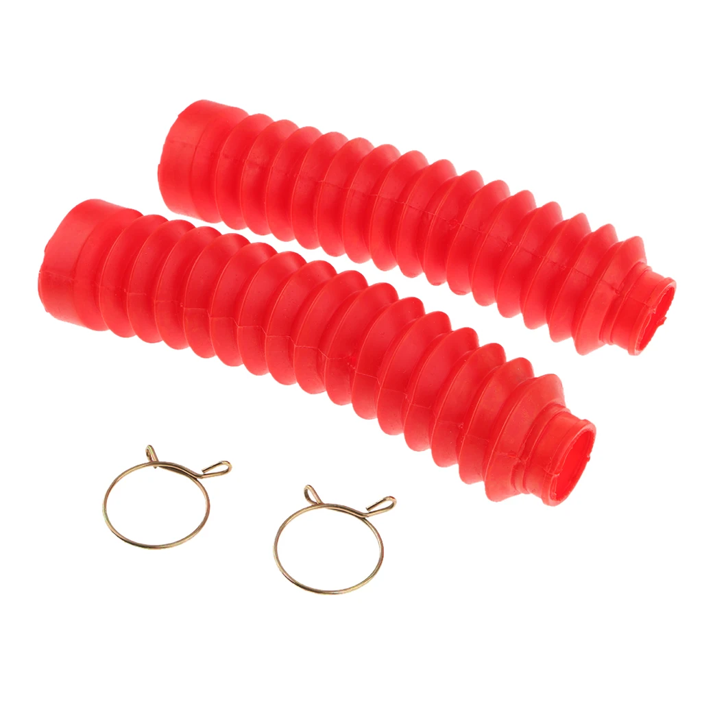Front Fork Motorcycle Dust Cover Gaiters Boots Red Shock Absorber (210x42x25mm)