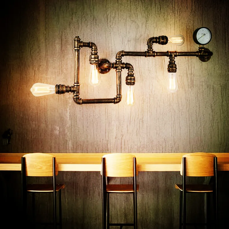 

Nordic Vintage Industrial Water Pipe Wall Lamp creativity Design Wall Light for Foyer Bar Coffee Dining room Home Art Decor