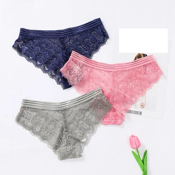 

7Colors Seamless Lace Underwear Women Panties Low Rise Hollow Out Sexy Lingerie See through Briefs Breathable Transparent Tangas