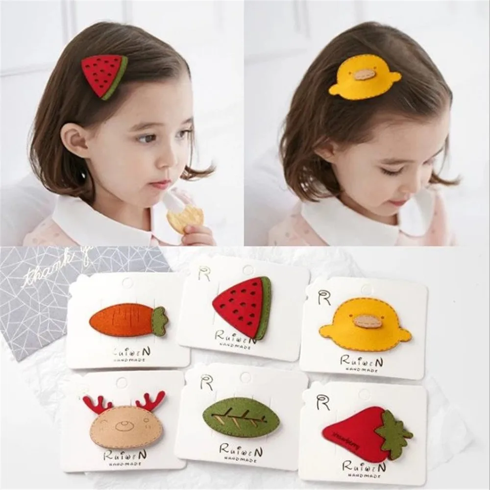 

Super Cute Hair Clip BB Clip Side Girl Heart Cartoon Fruit Animal Bangs Clip Hairpins Baby Hair Accessories