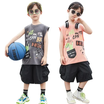 

2020 NEW Summer Boys Hip Hop Clothes Sets Dancing Children Clothing Kids Short Two Piece Set Harem Capri Pants Set Size 4-12T