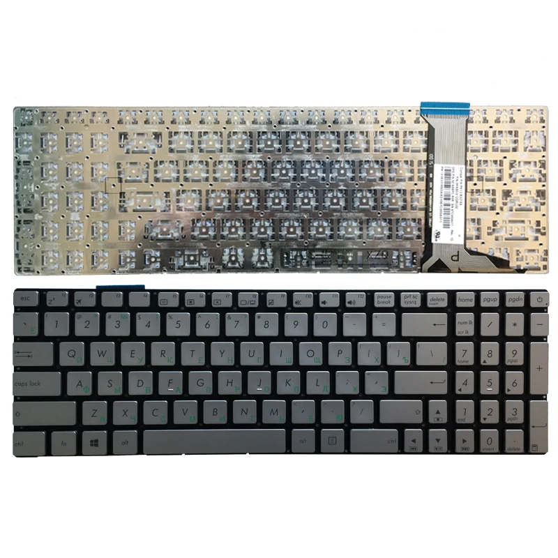Русская Серебристая Клавиатура для ноутбука ASUS N551 N551J N551JB N551JK N551JM N551JQ G551 G551J G551JK
