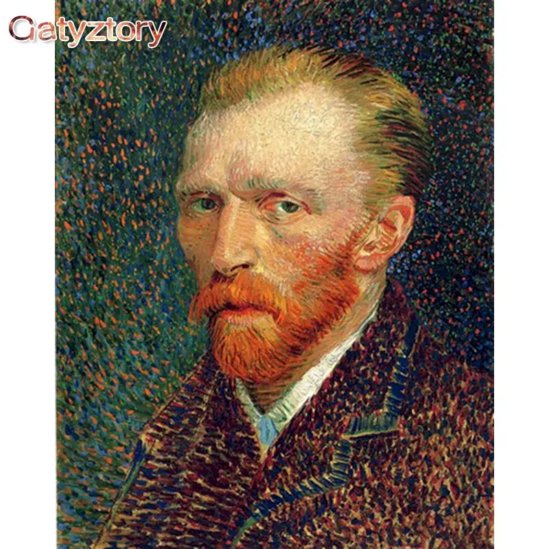 

portrait Painting by Number Van Gogh Acrylic Canvas Drawing figure Picture Frames Wall Photo Decoration Home Gatyztory Diy Kit