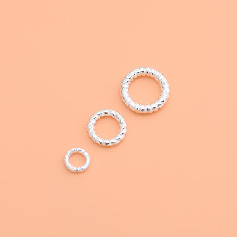 10PCS 925 sterling silver threaded closed ring handmade diy beaded