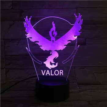 

7 Colors Nightlight lamp Go Collection Team Valor Team LED 3D Visual Table Smart Phone Control Children Birthday Gifts