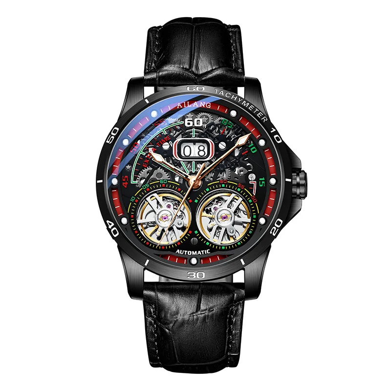 AILANG new double flywheel men's watch top luxury brand fashion automatic mechanical waterproof sports watch male
