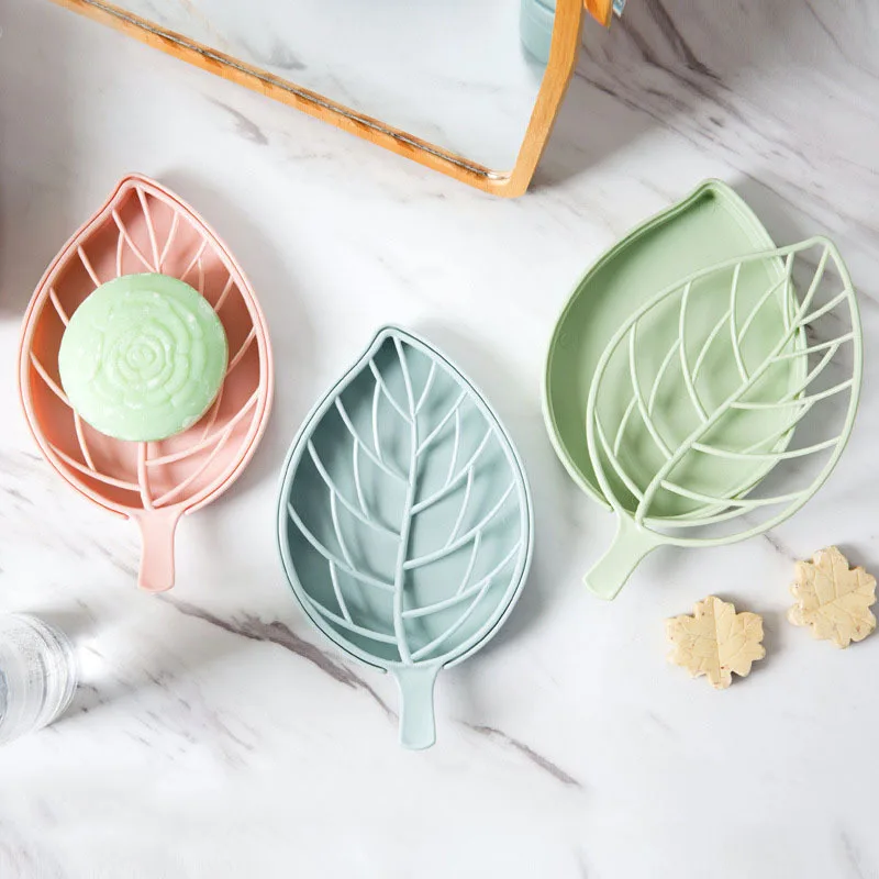 

Household storage soap box Bathroom Shower Multi-functional Leaf Shape Soap Box Dish Storage Plate Tray Holder Case Container