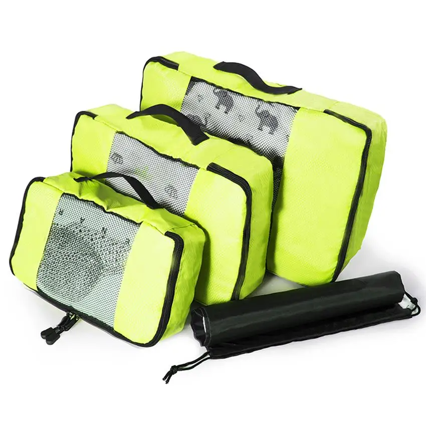 GREEN 3 Set Упаковка куб Органайзер для багажа нейлоновая сумка/Мужская/Женская/Большая Дорожная сумка Одежда Нижнее белье сумка для сна сумка-Органайзер - Цвет: GREEN 3 Set