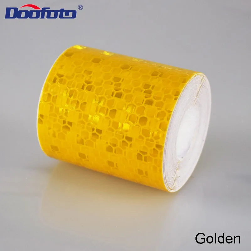 Doofoto DIY Светоотражающая наклейка для автомобиля и велосипеда Cinta Reflectante аксессуары для внешней отделки Предупреждение ющая Светоотражающая защитная пленка - Цвет: Золотой