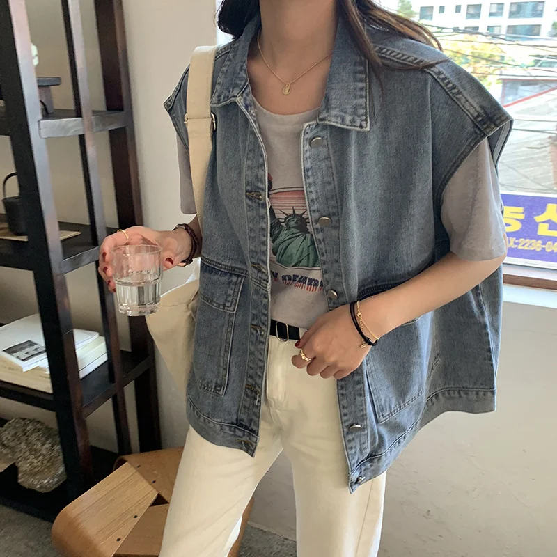 2022 New Style Korean Denim Vest Jacket Women Loose Trend Outer Wear Spring And Autumn Vest Vest