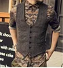 2022 Brown Men's Casual Herringbone Pattern Suit Vest Wool/Tweed Suit Vest U-neck Waistcoat Groomsmen For Wedding 1