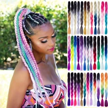 LUPU 100 г/пакет Jumbo вязание крючком коса искусственный монохромный/двухцветный парик дамы дети негабаритных волос коса