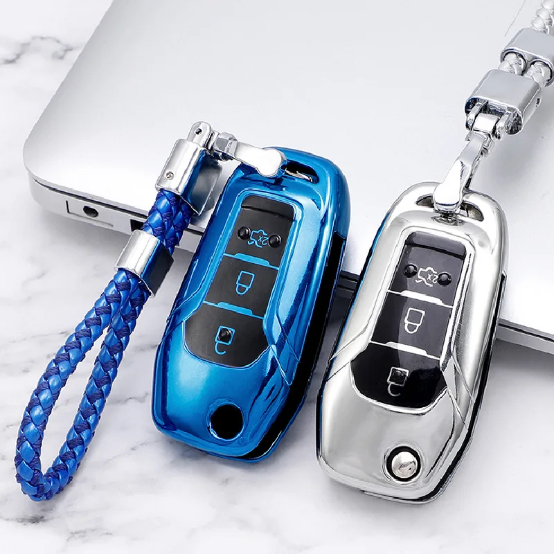 

Soft TPU car key case cover shell For Ford Mondeo EVEREST 2015 2016 2017 Escort remote control key Folding Remote protection key