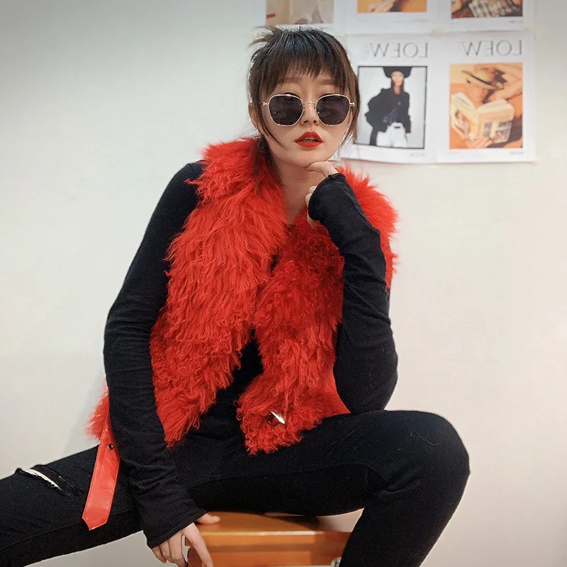 genuine leather women vest 2019 new arrival winter long fur T wool short paragraph Slim wild thin jacket |