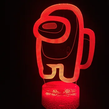 

Hot Friends Game Among us LOGO 3D Illusion Desktop Lamp Coffee Table Decor LED Sensor Lights Atmosphere Bedside Night Lamps