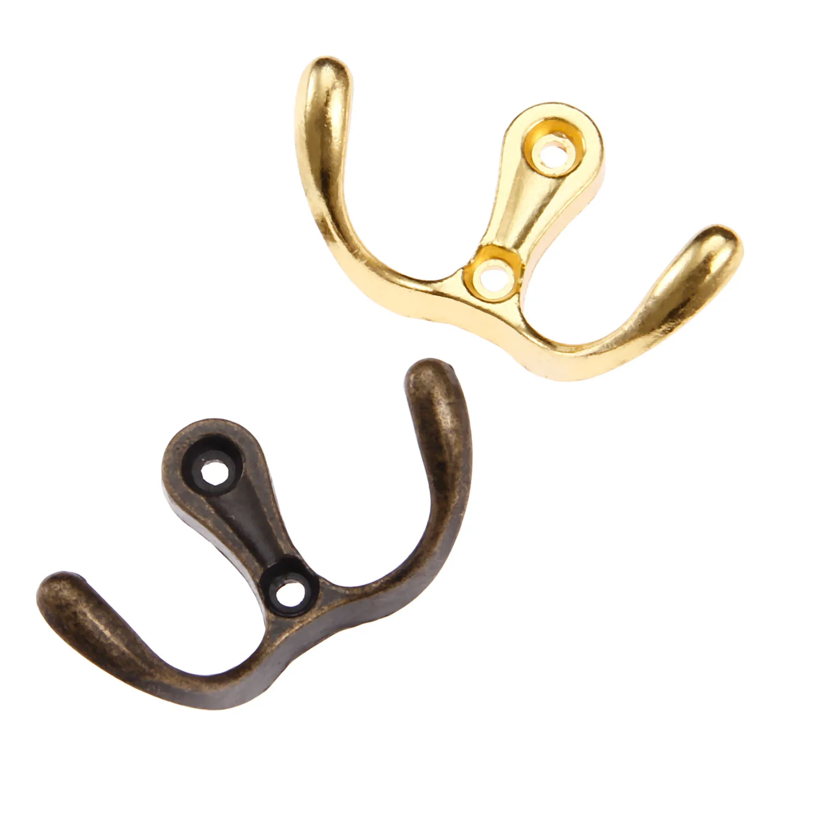 2pcs Double Head Hooks Wall Mounted Hanger w/screws Antique bronze/Gold Coat/Key/Bag/Towel/Hat Holder Bathroom Kitchen 53mmx30mm 6