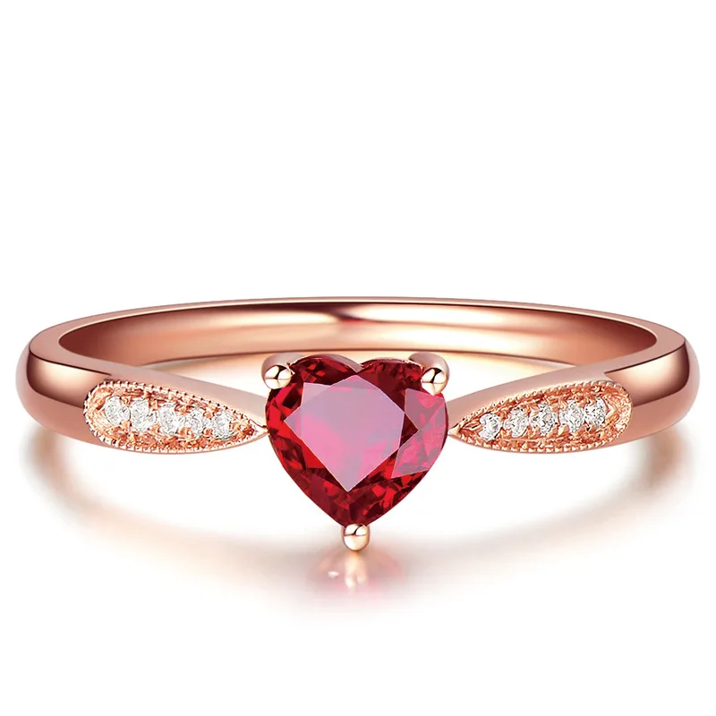 Rainbamabom 925 Твердое Стерлинговое Серебро Сердце рубиновый драгоценный камень свадебное обручальное коктейльное кольцо из розового золота хорошее ювелирное изделие подарок