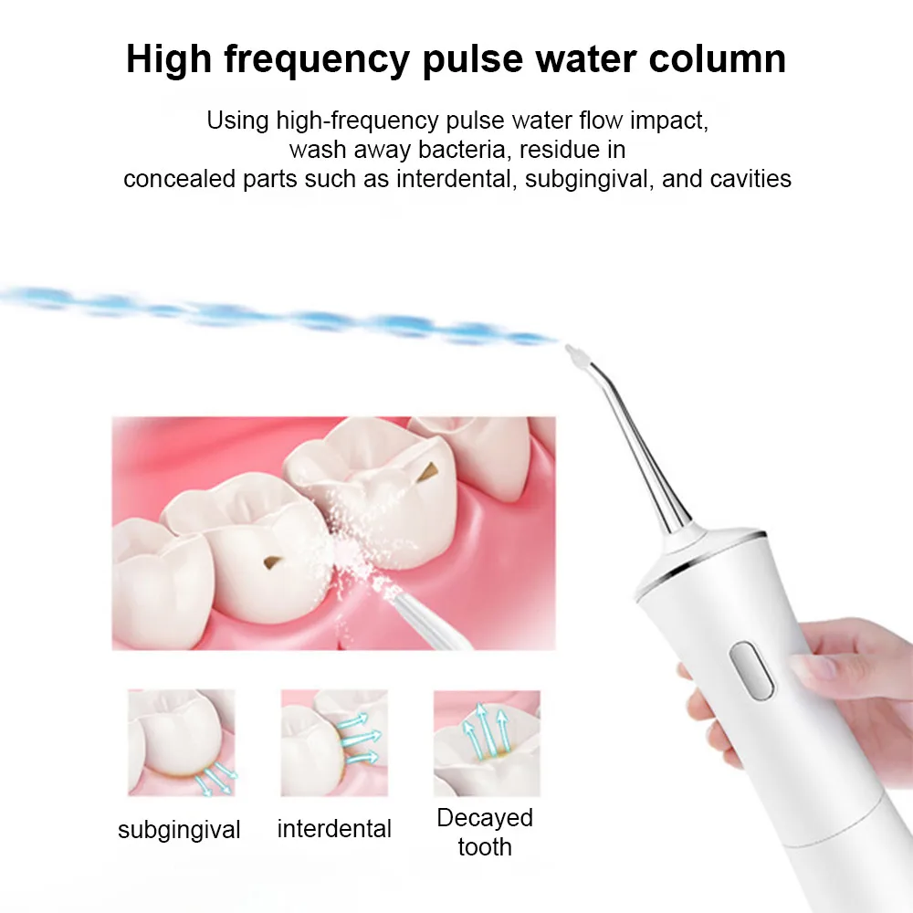 

Cordless Oral Irrigator Portable Water Dental Flosser USB Rechargeable Water Jet Floss Tooth Pick 160ml IPX7
