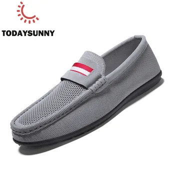 

Cheap Men Loafers Shoes Summer Breathable Flyknit Shoes Sneakers Luxury Brand Men Casual Comfortable Driving Shoes Black Sneaker