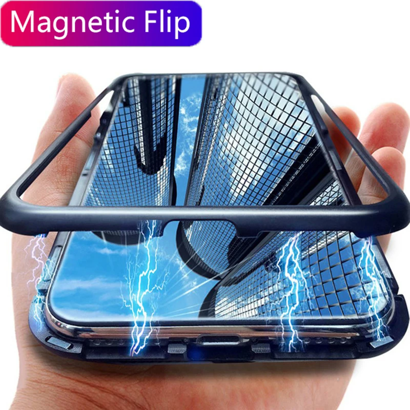 Bakeey 360° Magnetic Adsorption Metal Tempered Glass Flip Protective Case for Xiaomi Redmi 7A 5.45 inch Non-original