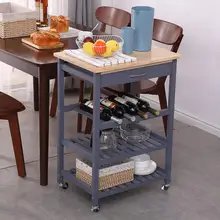 Étagère à trois couches avec tiroir amovible à manger chariot Portable maison cuisine étagère Portable multifonction étagère de rangement HWC