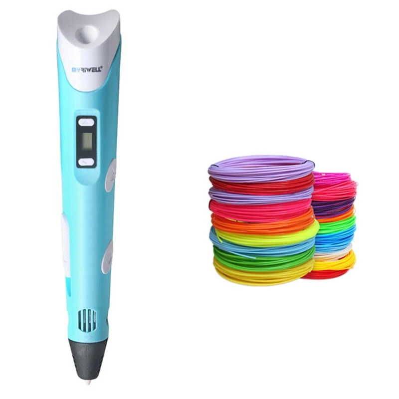 Myriwell 3D Ручка Rp100B+ PLA нить Abs 3D ручка+ 50 м Pla 1,75 мм пластиковая 3D Ручка для принтера детский подарок на день рождения с европейской вилкой