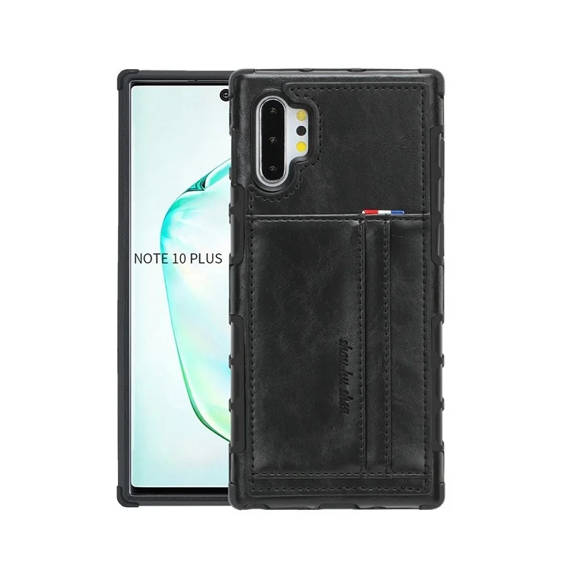 Роскошный кожаный чехол в стиле ретро для samsung Galaxy Note Plus, 8, 9, с отделением для карт, задняя крышка для samsung S8, S9, S10 Plus, противоударный чехол - Цвет: Черный