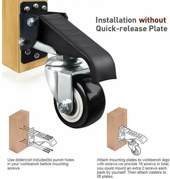 

4pcs Workbench Caster 550 LBS Capacity Heavy Duty Retractable Workbench Casters Wheels All Steel Construction Urethane