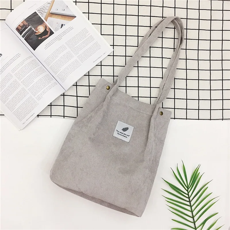 gray Litthing, Женские однотонные вельветовые сумки на плечо, сумка для покупок, большая посылка, сумки через плечо, кошельки, Повседневная сумка для женщин, сумка для книг - Color: gray