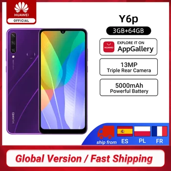 Перейти на Алиэкспресс и купить Новая глобальная версия Huawei Y6p смартфон, 3 Гб оперативной памяти, 64 ГБ 6,3 дюймDewdrop дисплей 13MP тройной задней камеры EMUI 10,1 мобильные телефоны 5000 мАч