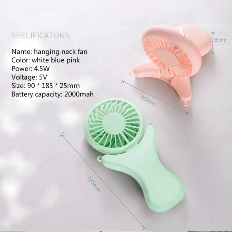Small Fans Halter Portable Usb Hold With One Fold Can Charge Mini Fan Outdoor Handheld Air Conditioner