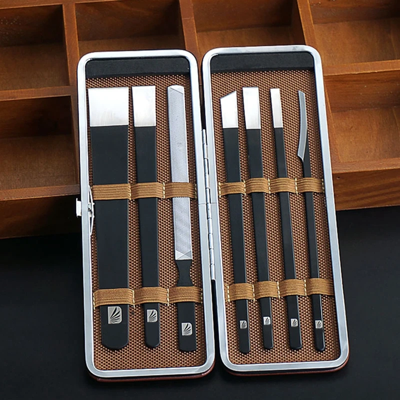 HTHL-7Pcs/Набор Профессиональный инструмент для удаления кутикулы нож для педикюра набор с ножками из нержавеющей стали и уход за ногтями наборы для маникюра для удаления омертвевшей кожи F