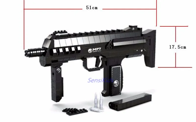 508 шт военные армейские блоки Heckler & Koch MP7 для оружия наборы строительных блоков