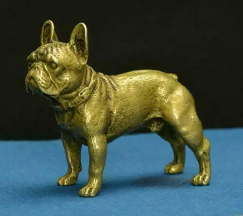 

Collectable Chinese Brass Carved Animal Zodiac Lovely Dog Sand Leather Dog Exquisite Small Statues