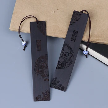 

Chinese style retro bookmarks ebony sandalwood wood quality, exquisitely carved high-quality stationery bookmarks