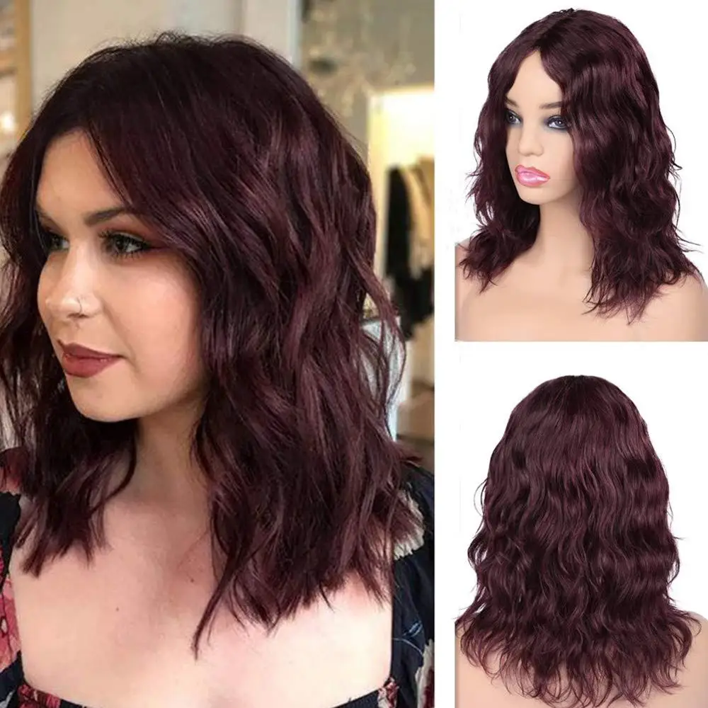 FAVE Lace Front Human Hair Wig Natural Wave Wig Lace Middle Part Brazilian Remy Wig Natural Black / #99J For Black Women