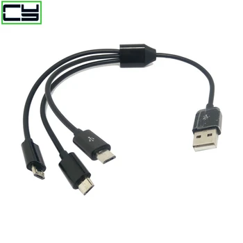 

High Quality Usb to 3 Micro Usb Cable USB 2.0 Male to 3 Micro USB 2.0 Male Y Splitter Charging Data Cable Cord 0.25M
