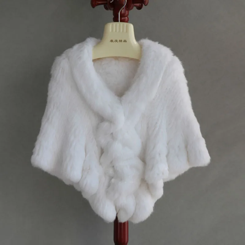 Warm Female New Knitted Rabbit Fur Shawl Winter Soft Women Casual Fur Cape Luxury Thick Wrap Ladies Winter Shawl Genuine