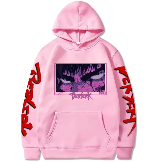 Anime Hoodie Berserk Harajuku Guts Eyes Manga Hoodies Sweatshirt Graphic Winter Pullover Fashion Long Sleeve Men/Women Hoody Pink1
