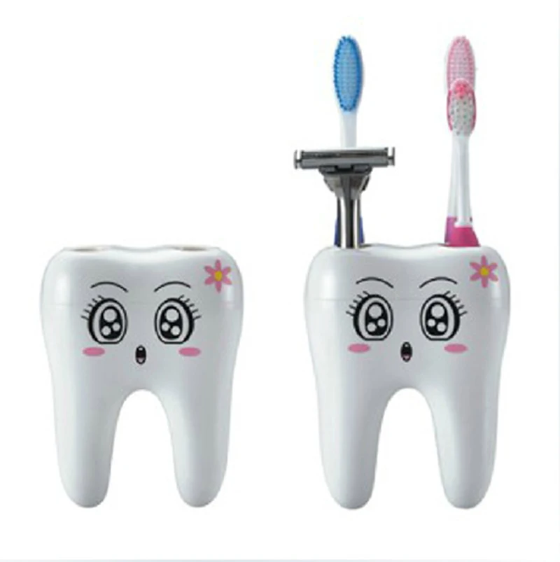 

1pcs Cartoon Cute 4 Hole Tooth Style Toothbrush Holder Bracket Container for Bathroom