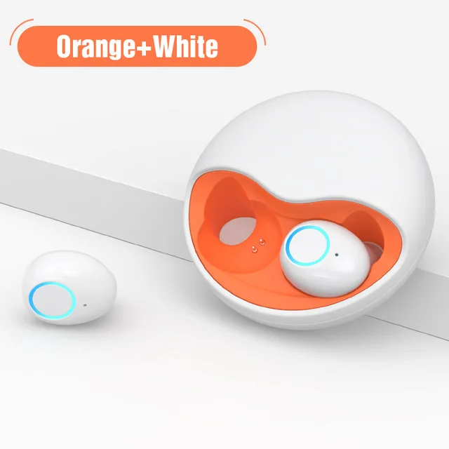 White and orange Гарнитура TWS настоящие беспроводные наушники Bluetooth наушники Handsfree переносной зарядный чехол Авто пара в ухо для iPhone samsung Xiaomi - Цвет: White and orange