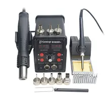 Eruntop 8586D+ двойной цифровой дисплей 2в1 Электропаяльники+ фена лучше SMD паяльная станция модернизированная 8586 8586D
